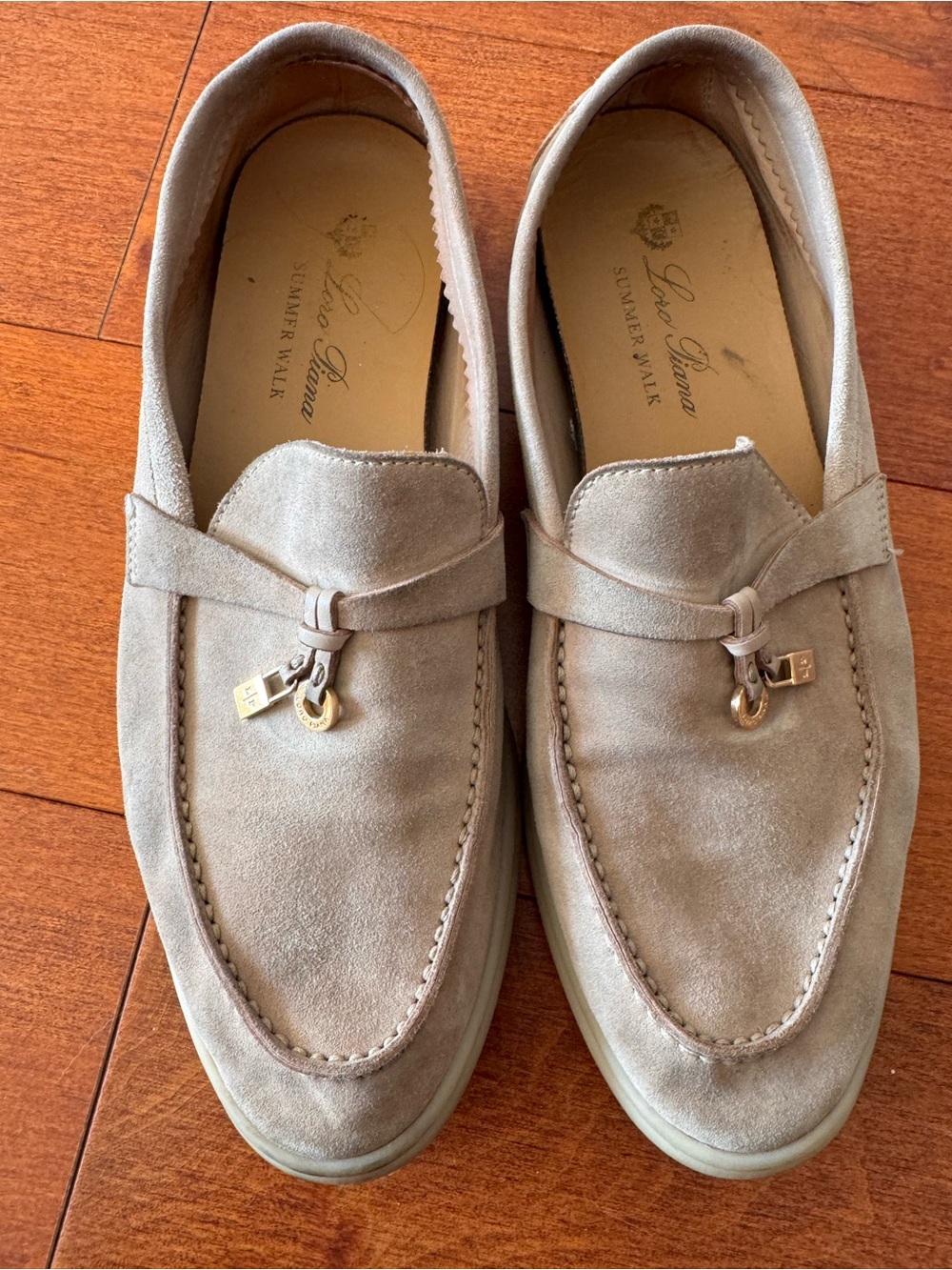 Authentic LORO PIANA Summer Charms Walk Loafer Suede Beige Size 38/7.5 $1,190